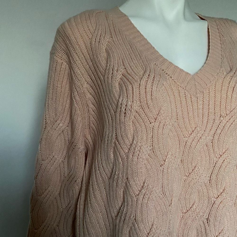 Calvin Klein Pink Knit V Neck Sweater - Picture 9 of 10